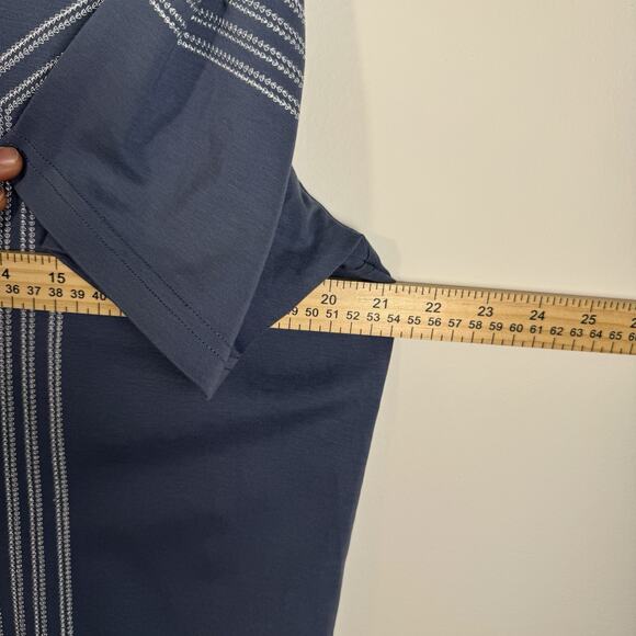 REISS Men’s Short Sleeve Cuban Collar Shirt Large Blue Embroidered Cotton - Picture 3 of 10